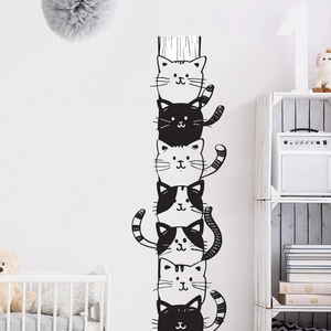 Adesivo da Parete con Gatti Impilabili a Cartoni Animati Impermeabile in PVC Autoadesivo per Soggiorno Camera da Letto