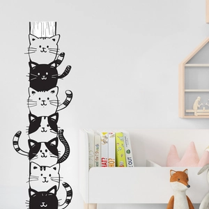 Adesivi murali gatto cartone animato bianco e nero per decorazione camera bambini moderna