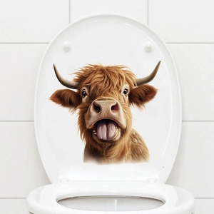 Sticker de couvercle de toilette vache des Highlands amusant pour décoration de bain