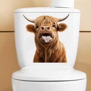 Sticker vache des Highlands étanche décorant le réservoir de toilettes dans la salle de bain
