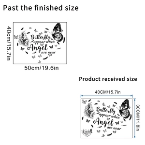 Waterproof butterfly and angel wing wall sticker for home decor with size specifications