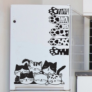 Cartoon cat head and paws self-adhesive waterproof wall stickers for home decoration
