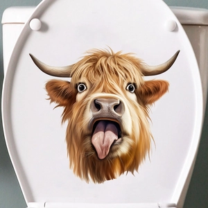 Sticker vache des Highlands drôle, autocollant étanche pour mur et abattant de toilettes
