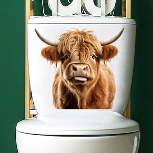 Sticker mural vache des Highlands étanche et drôle avec langue sur le réservoir