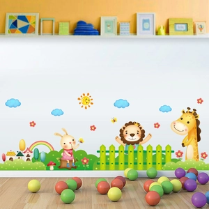 Cartoon Animal Skirting Line Wall Stickers Waterproof PVC Removable Decals For Kids Bedroom Nursery Living Room Home Decor