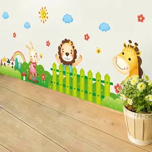 Self-adhesive animal wall stickers with giraffe and lion for kids bedroom decor