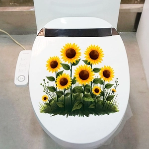 Sticker Mural Tournesol Imperméable Amovible PVC Décalcomanie Décorative Pour Salle de Bain Toilettes Chambre Salon