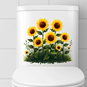 Stickers muraux tournesol autocollants imperméables pour décor de salle de bain