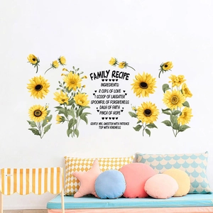 Sunflower Family Recipe Wall Sticker Waterproof PVC Floral Quote Decal For Living Room Bedroom Warm Home Decor Mural