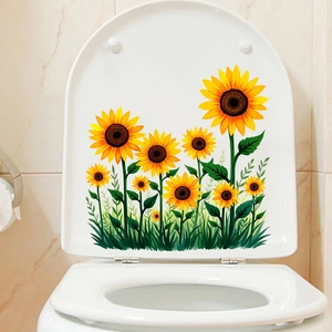 Waterproof sunflower self-adhesive wall sticker for bathroom and toilet lid decor