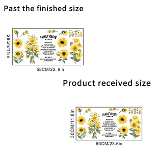 Waterproof sunflower wall stickers with home quotes for living room decor, 30x60cm size