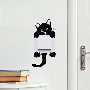 Sticker mural chat noir pour interrupteur en vinyle imperméable avec design créatif