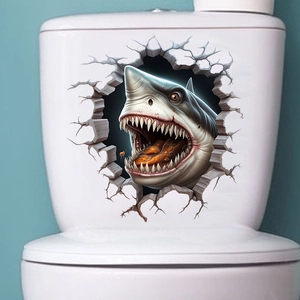 Macro detail of 3D shark wall sticker showing realistic texture and depth effects