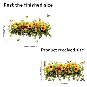 Selbstklebende Wandaufkleber mit Sonnenblumen, Schmetterlingen und Blättern für die Wohnung