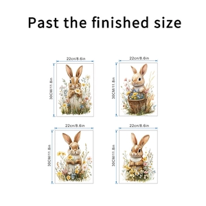 Lot de 4 stickers muraux lapin et fleurs aquarelle autocollants imperméables décor