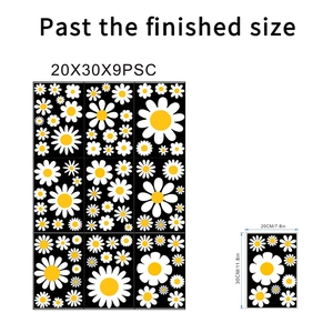 Waterproof white daisy flower wall stickers for home decor 9-piece set 20x30cm each