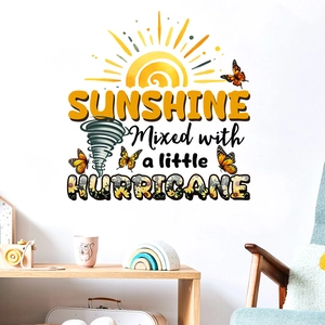 Adesivo Murale Impermeabile in PVC Design Con Girasole Farfalla e Citazione Decalcomania Autoadesiva per Soggiorno Camera da Letto