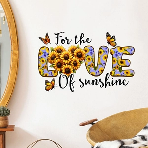 Love Sunshine Sunflower butterfly wall sticker for living room bedroom decor