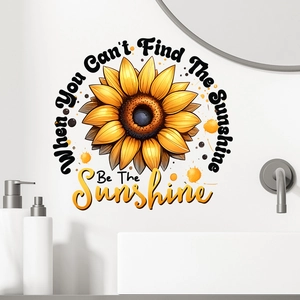 Waterproof sunflower wall decal with Be The Sunshine quote for home bathroom decor