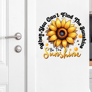Waterproof sunflower wall decal with motivational quote for home decor