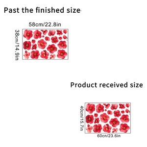 Stickers muraux imperméables à pétales de fleurs rouges pour salon avec taille 60x40cm