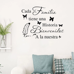 Spanish wall decal with black feather and butterfly design for living room decor