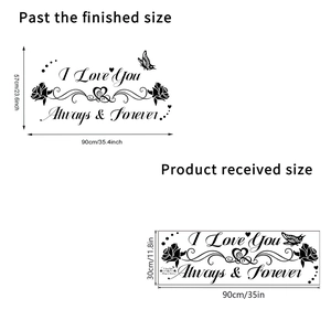 Romantic black butterfly wall sticker with I Love You Always Forever text 57x90cm
