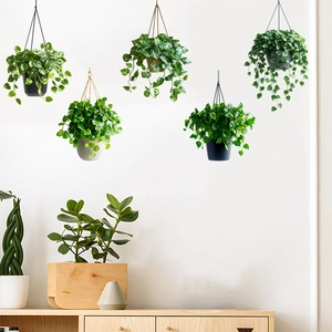 Lot de plantes artificielles suspendues avec pots minimalistes pour déco murale