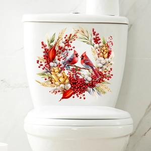 Christmas berry bird wreath wall sticker for living room and bedroom glass decoration