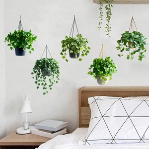 Stickers muraux plantes suspendues auto-adhésifs pour décoration de salon moderne