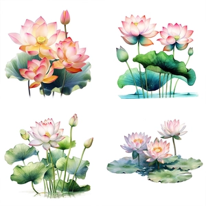 Stickers muraux lotus étanches pour décoration de toilettes et salle de bain motifs fleurs
