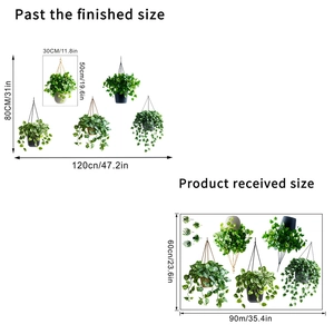 Stickers muraux plantes suspendues imperméables pour décor de salon 120x80cm