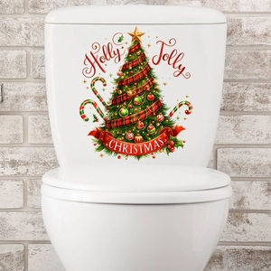 Dettaglio dell'adesivo murale Holly Jolly albero di Natale su ceramica bianca