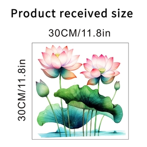Tableau détaillé des tailles de 30x30cm pour autocollants muraux étanches motif lotus