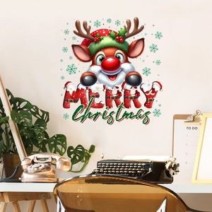 Weihnachtswandaufkleber mit Rentier und Merry Christmas Text für festliche Dekoration