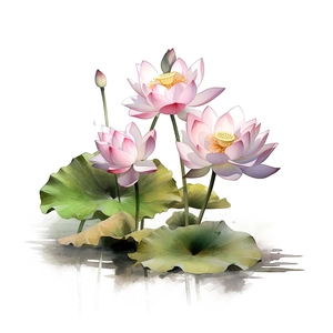 Détail de fleurs de lotus roses et feuilles vertes stickers muraux étanches pour bain