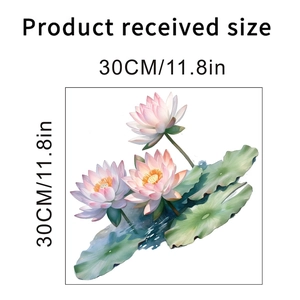 Spécifications de taille pour stickers muraux lotus montrant dimensions de 30cm