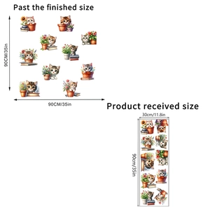 Cartoon kittens and sunflowers self-adhesive wall stickers for living room decor