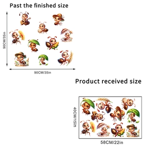Cartoon ant wall stickers, waterproof self-adhesive mural for living room decor