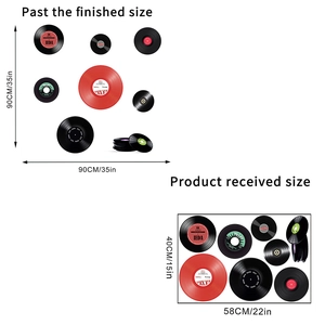 Ensemble de stickers muraux vinyles rétro pour déco de salon avec motifs de disques vintage