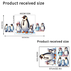 Waterproof self-adhesive penguin family wall decals with dimensions for home decor