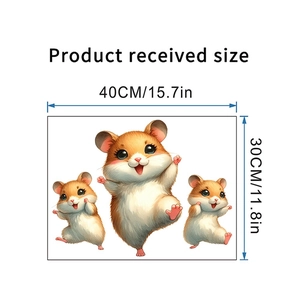 Three cute hamsters waterproof self-adhesive wall stickers for home decor, 40x30cm