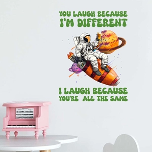 Astronaut on rocket self-adhesive waterproof wall stickers for kids bedroom decor
