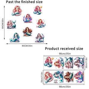 Stickers muraux sirène colorés auto-adhésifs pour décoration de chambre et salon