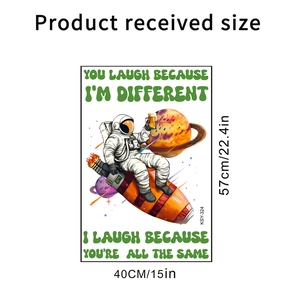 Cartoon astronaut on rocket wall sticker with dimensions 57cm x 40cm for home decor
