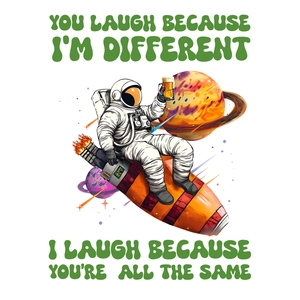 Cartoon astronaut on rocket planet wall sticker with motivational English text design