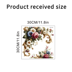 Detailed 30cm square dimensions of pink peony flower waterproof self-adhesive sticker