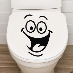 Waterproof self-adhesive SMILE face toilet lid decal for creative bathroom home decoration