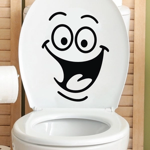 Cartoon Smile Face Toilet Sticker Waterproof PVC Removable Wall Decal For Bathroom Home Decor Smile Emoji Vinyl Art Poster