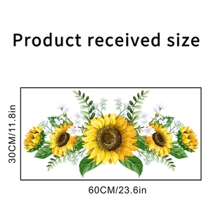 Sunflower wall decal detailed layout view with 30x60cm dimensions for home decor